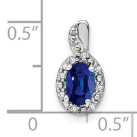 14k White Gold Oval Sapphire and Diamond Halo Pendant-PM7188-SA-004-WA