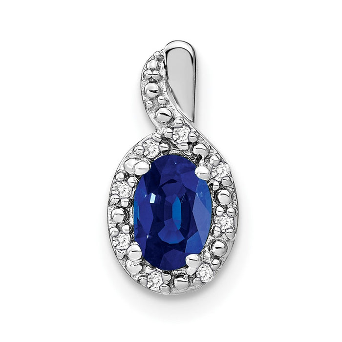 14k White Gold Oval Sapphire and Diamond Halo Pendant-PM7188-SA-004-WA
