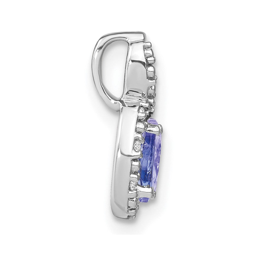 14k White Gold Oval Tanzanite and Diamond Pendant-PM7188-TZ-004-WA