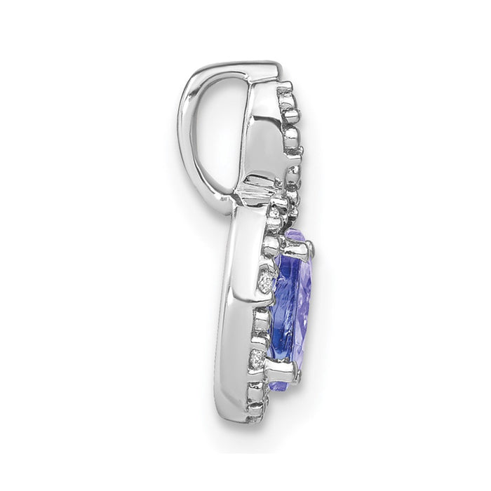 14k White Gold Oval Tanzanite and Diamond Pendant-PM7188-TZ-004-WA