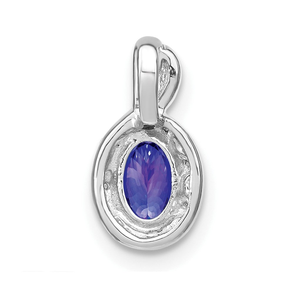 14k White Gold Oval Tanzanite and Diamond Pendant-PM7188-TZ-004-WA