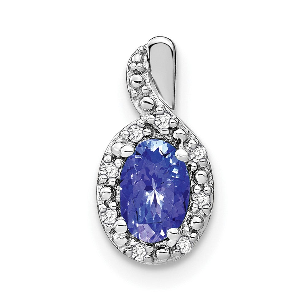 14k White Gold Oval Tanzanite and Diamond Pendant-PM7188-TZ-004-WA