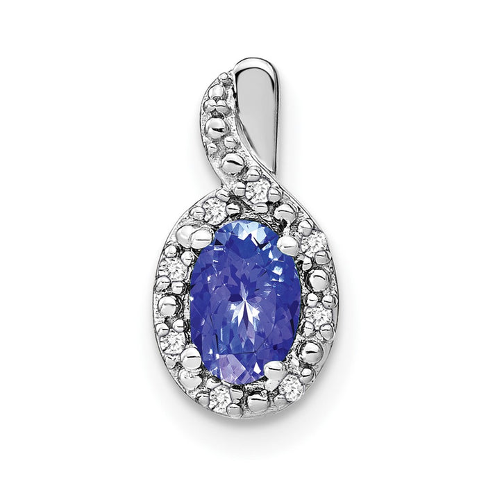 14k White Gold Oval Tanzanite and Diamond Pendant-PM7188-TZ-004-WA