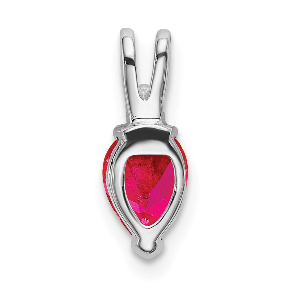 14k White Gold Pear Ruby and Diamond Pendant-PM7189-RU-002-WA