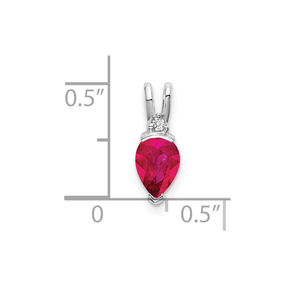 14k White Gold Pear Ruby and Diamond Pendant-PM7189-RU-002-WA