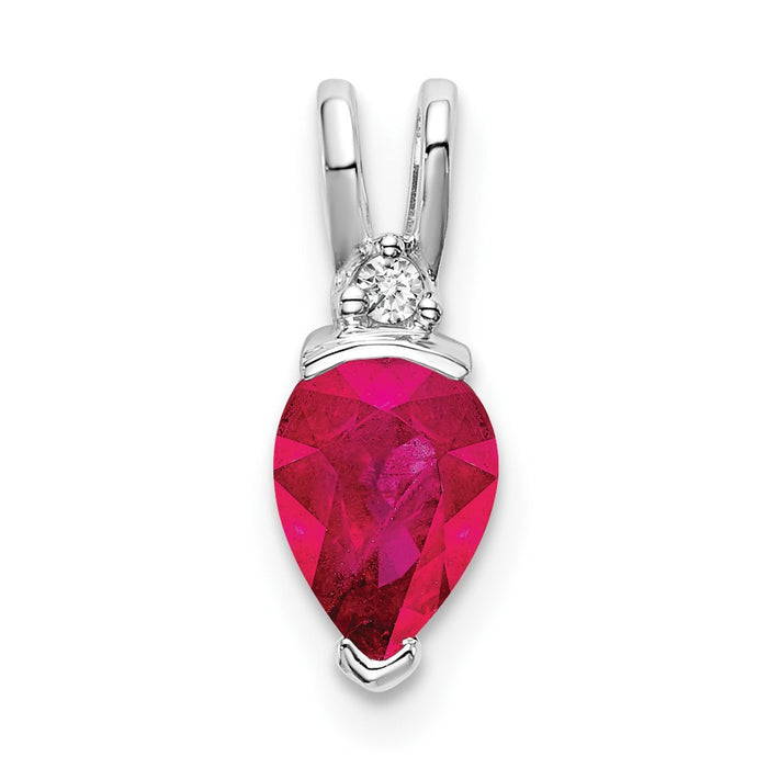 14k White Gold Pear Ruby and Diamond Pendant-PM7189-RU-002-WA