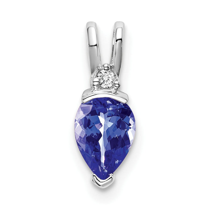 14k White Gold Pear Tanzanite and Diamond Pendant-PM7189-TZ-002-WA