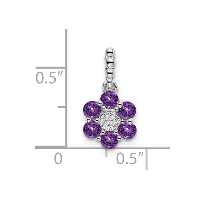 14k White Gold Amethyst and Diamond Floral Pendant-PM7191-AM-003-WA
