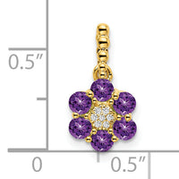 14k Amethyst and Diamond Floral Pendant-PM7191-AM-003-YA