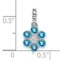 14k White Gold Blue Topaz and Diamond Floral Pendant-PM7191-BT-003-WA