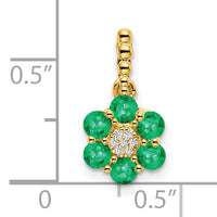 14k Emerald and Diamond Floral Pendant-PM7191-EM-003-YA