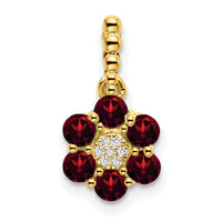 14k Garnet and Diamond Floral Pendant-PM7191-GA-003-YA