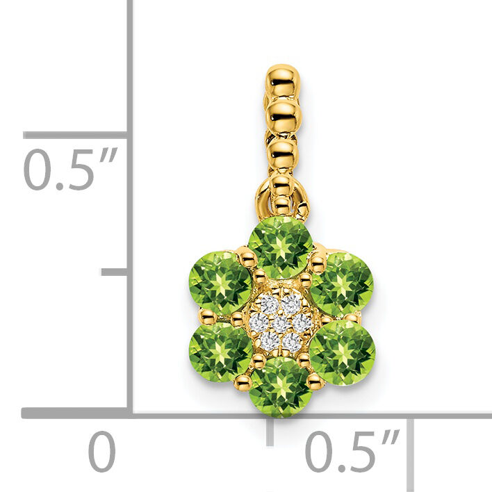 14k Peridot and Diamond Floral Pendant-PM7191-PE-003-YA