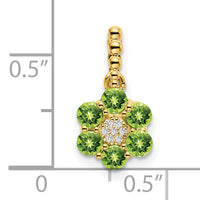 14k Peridot and Diamond Floral Pendant-PM7191-PE-003-YA