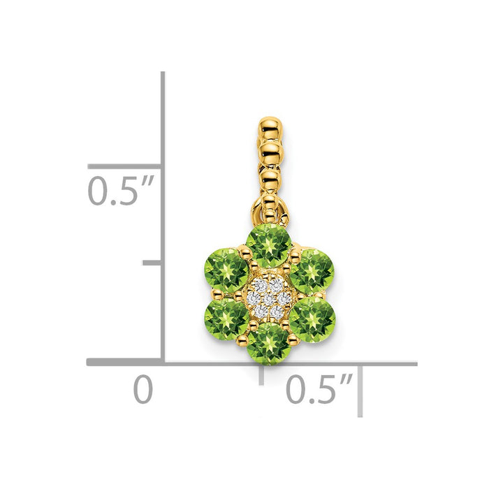 14k Peridot and Diamond Floral Pendant-PM7191-PE-003-YA