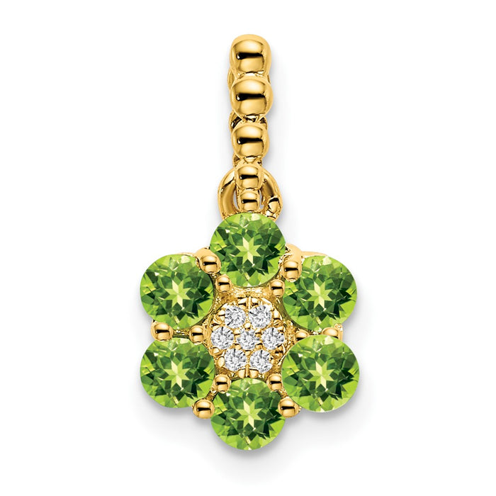 14k Peridot and Diamond Floral Pendant-PM7191-PE-003-YA
