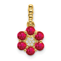 14k Ruby and Diamond Floral Pendant-PM7191-RU-003-YA