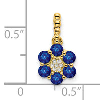 14k Sapphire and Diamond Floral Pendant-PM7191-SA-003-YA
