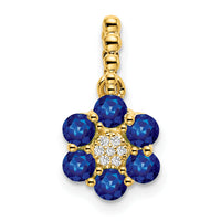 14k Sapphire and Diamond Floral Pendant-PM7191-SA-003-YA