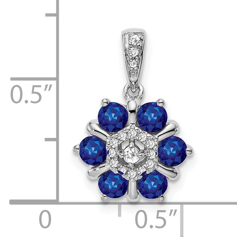 14k White Gold Sapphire and Diamond Floral Pendant-PM7192-SA-009-WA