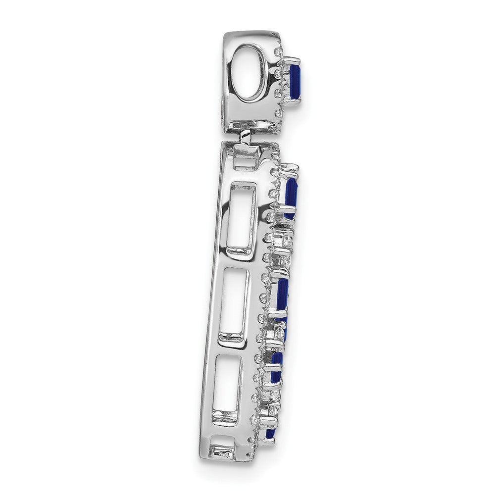 14k White Gold Sapphire and Diamond Oval Chain Slide-PM7195-SA-060-WA
