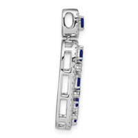 14k White Gold Sapphire and Diamond Oval Chain Slide-PM7195-SA-060-WA