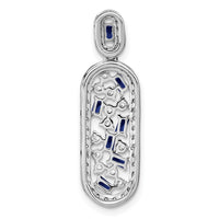 14k White Gold Sapphire and Diamond Oval Chain Slide-PM7195-SA-060-WA