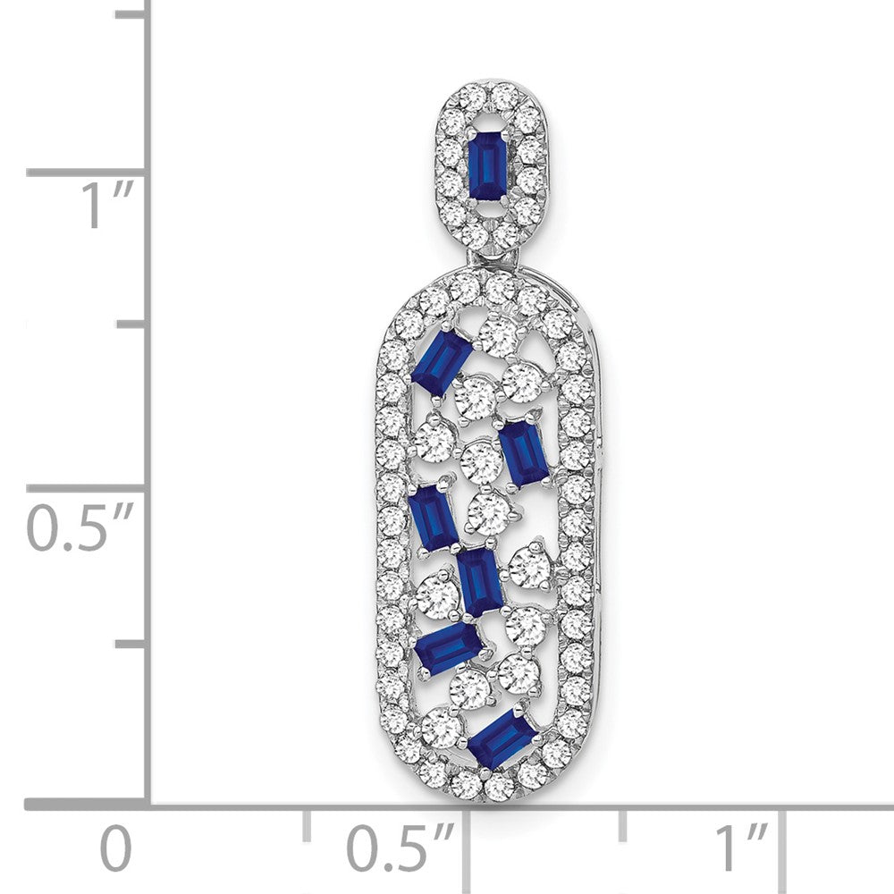 14k White Gold Sapphire and Diamond Oval Chain Slide-PM7195-SA-060-WA