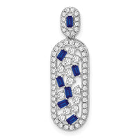 14k White Gold Sapphire and Diamond Oval Chain Slide-PM7195-SA-060-WA