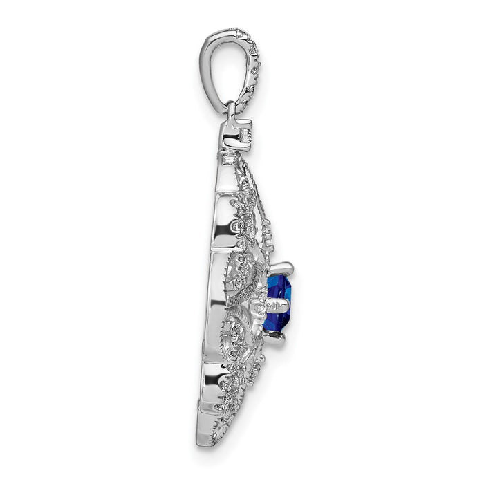 14k White Gold Sapphire and Diamond Pendant-PM7198-SA-038-WA