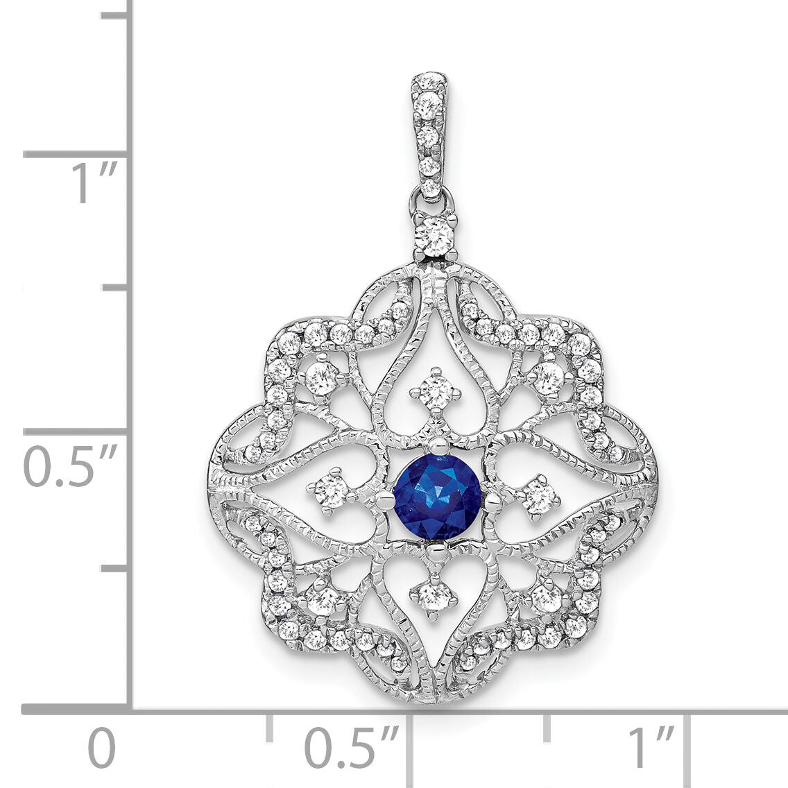 14k White Gold Sapphire and Diamond Pendant-PM7198-SA-038-WA