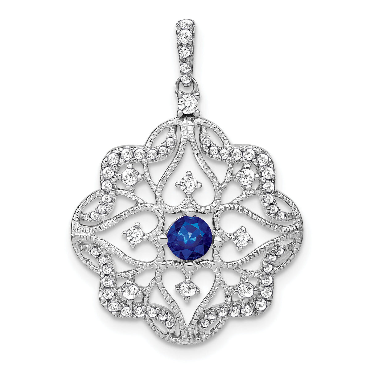 14k White Gold Sapphire and Diamond Pendant-PM7198-SA-038-WA