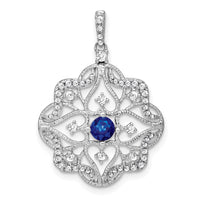 14k White Gold Sapphire and Diamond Pendant-PM7198-SA-038-WA