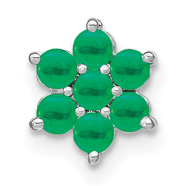 14k White Gold Emerald Floral Chain Slide-PM7199-EM-W