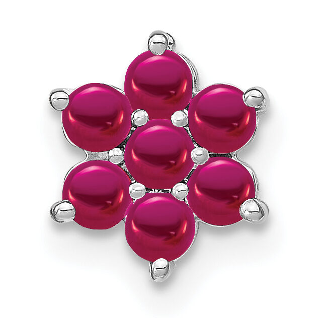 14k White Gold Ruby Floral Chain Slide-PM7199-RU-W