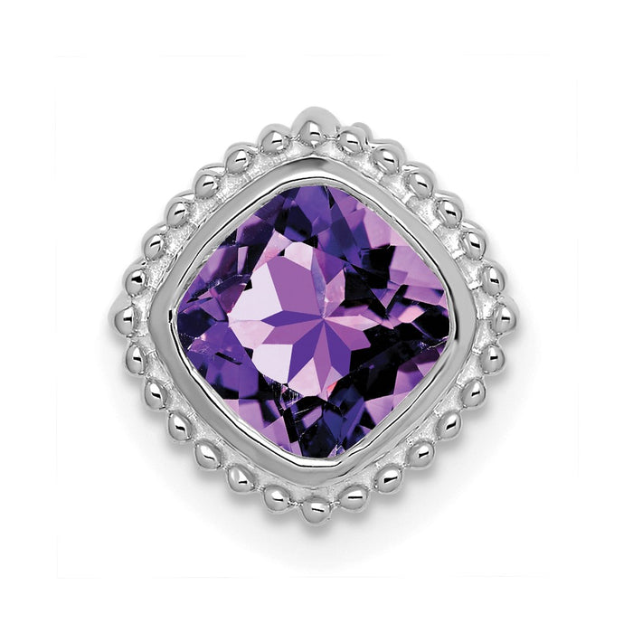 14k White Gold Cushion Amethyst Chain Slide-PM7201-AM-W