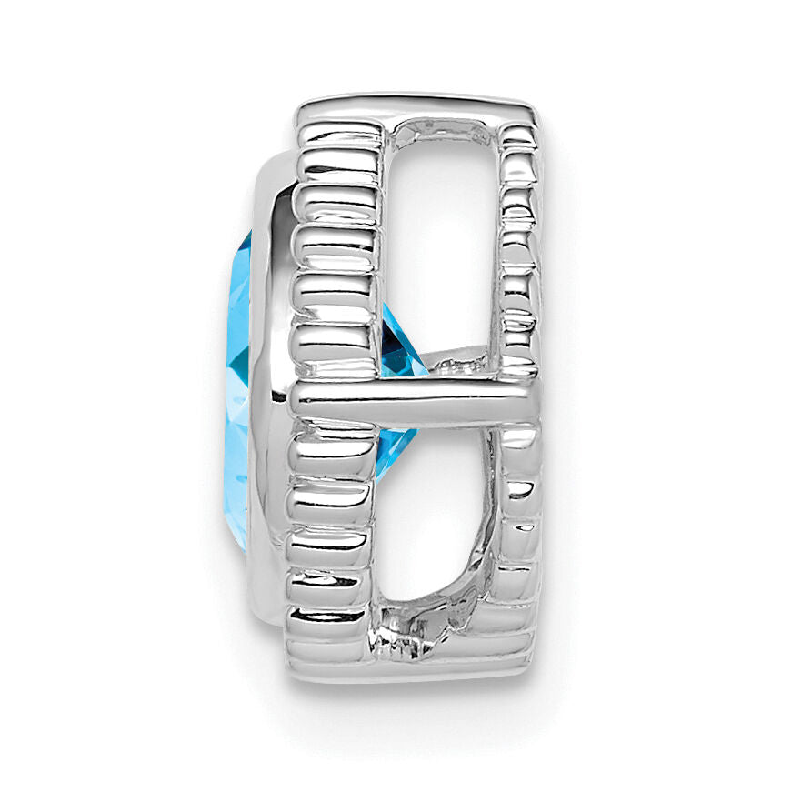 14k White Gold Cushion Blue Topaz Chain Slide-PM7201-BT-W