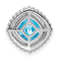 14k White Gold Cushion Blue Topaz Chain Slide-PM7201-BT-W