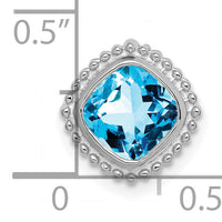 14k White Gold Cushion Blue Topaz Chain Slide-PM7201-BT-W