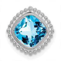 14k White Gold Cushion Blue Topaz Chain Slide-PM7201-BT-W