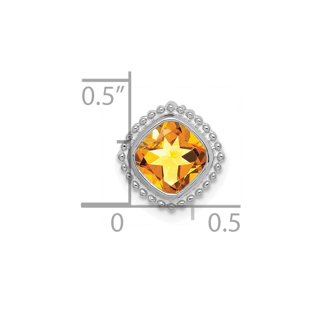 14k White Gold Cushion Citrine Chain Slide-PM7201-CI-W
