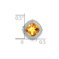 14k White Gold Cushion Citrine Chain Slide-PM7201-CI-W