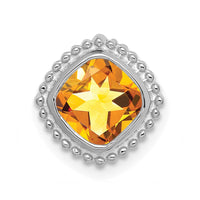 14k White Gold Cushion Citrine Chain Slide-PM7201-CI-W