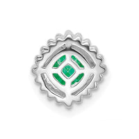 14k White Gold Cushion Emerald Chain Slide-PM7201-EM-W
