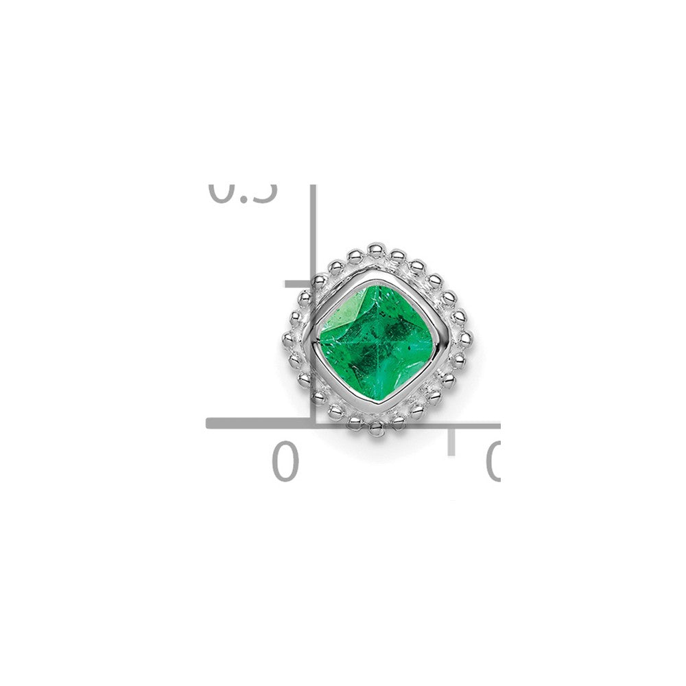 14k White Gold Cushion Emerald Chain Slide-PM7201-EM-W