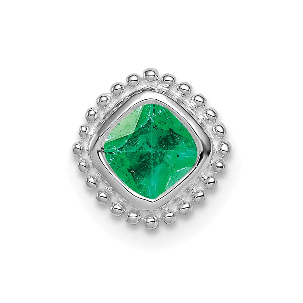 14k White Gold Cushion Emerald Chain Slide-PM7201-EM-W