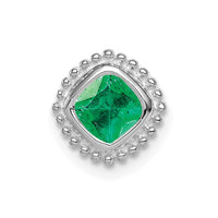 14k White Gold Cushion Emerald Chain Slide-PM7201-EM-W