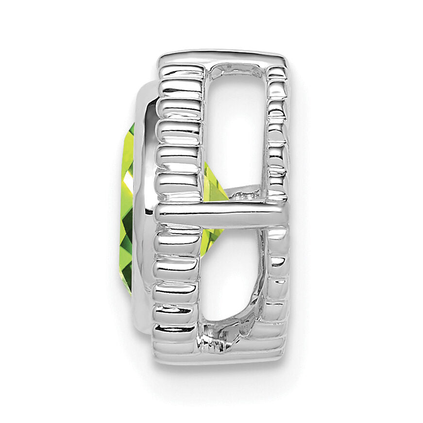14k White Gold Cushion Peridot Chain Slide-PM7201-PE-W