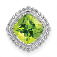 14k White Gold Cushion Peridot Chain Slide-PM7201-PE-W