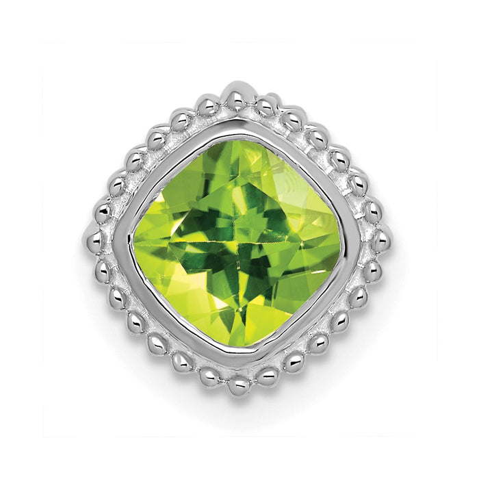 14k White Gold Cushion Peridot Chain Slide-PM7201-PE-W